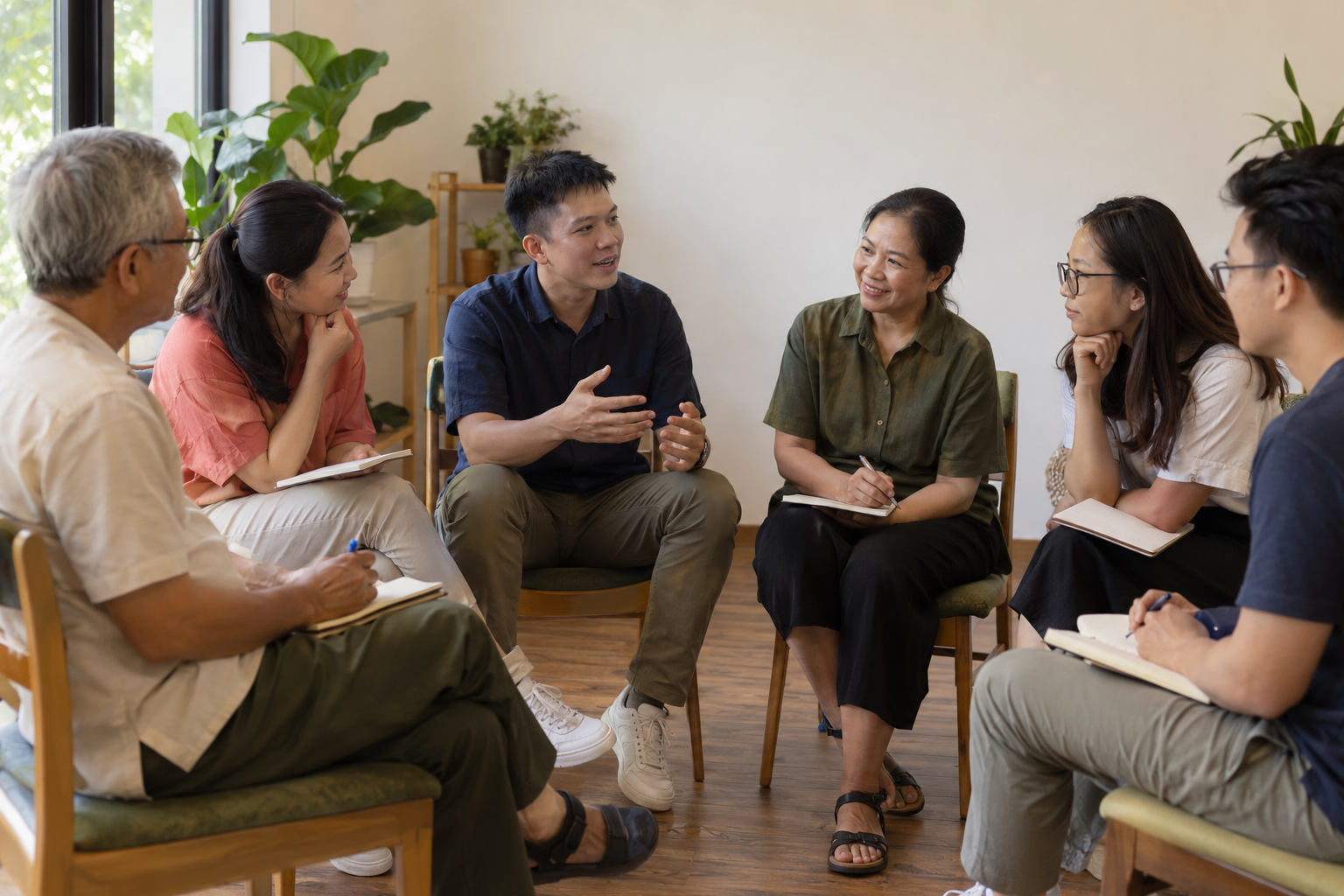Nhóm người Việt học tập trong vòng tròn thảo luận